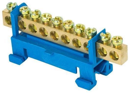 EKF sn0-63-10-sb-r Шина нулевая N 6х9 10 отверстий синий изолятор тип "Стойка" на DIN-рейку латунь розн. стикер PROxima