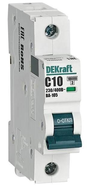 DEKraft 13152DEK Выключатель автоматический модульный 1п C 10А 10кА ВА-105