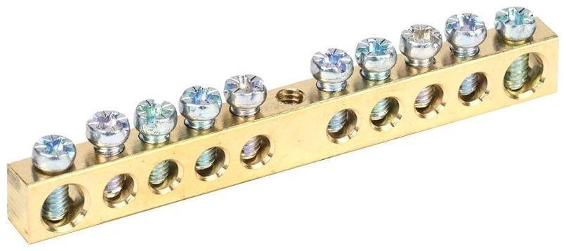 IEK YNN10-10-100 Шина PEN "земля-ноль" 6х9мм 10/1 (10групп/крепеж по центру)