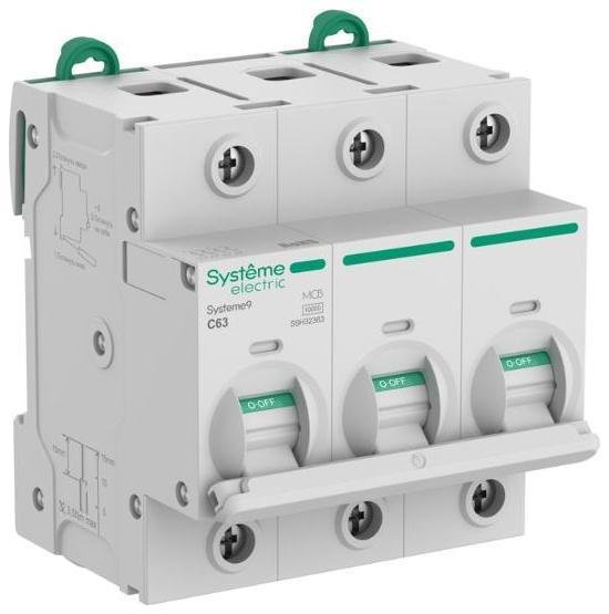 Systeme Electric S9H32363 Выключатель автоматический 3п C 63А 10кА Systeme9 400В 27мм SE