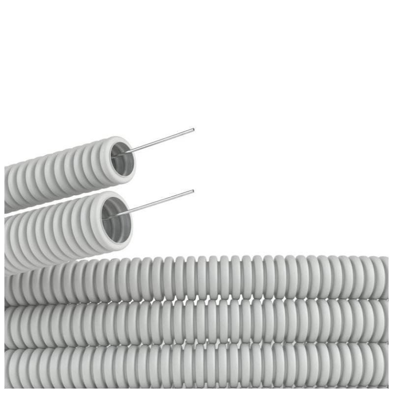 DKC 91950 Труба гофрированная ПВХ гибкая легкая d50мм с протяжкой сер. (уп.15м)