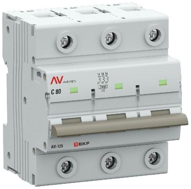 EKF mcb125-3-80C-av Выключатель автоматический 3п C 80А 10кА AV-125 AVERES