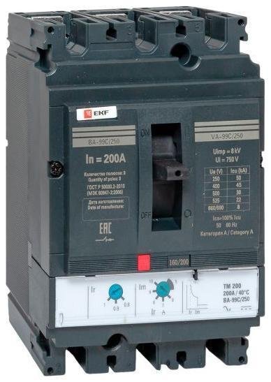EKF mccb99C-250-200 Выключатель автоматический 3п 250/200А 45кА ВА-99C Compact NS PROxima