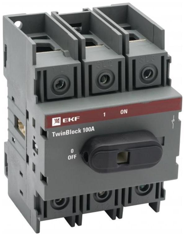 EKF tb-100-3p-f Рубильник 3п 100А с рукояткой управления для прямой установки TwinBlock PROxima