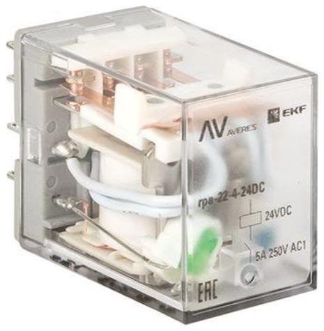 EKF rpa-22-4-24DC Реле промежуточное RPA 22/4 5А 24В DC AVERES