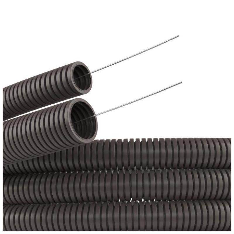 DKC PA612935F0 Труба гофрированная ПА 6 d29мм dвнутр.28.3мм dвнешн.34.5мм с протяжкой ПВ-0 темн. сер. (уп.25м)