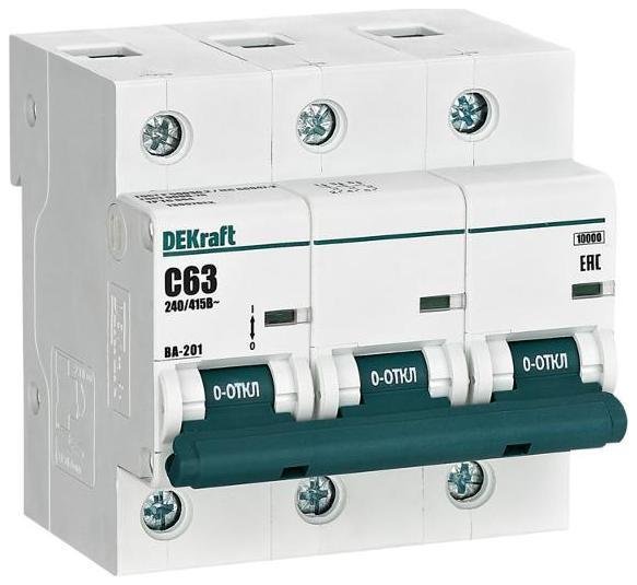 DEKraft 13007DEK Выключатель автоматический модульный 3п C 63А 10кА ВА-201