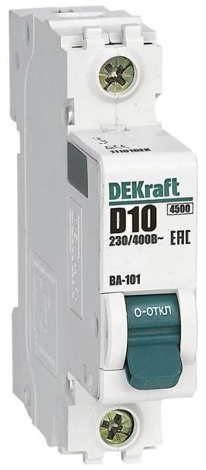 DEKraft 11101DEK Выключатель автоматический однополюсный ВА-101 10А D 4,5кА [в упаковке 12, цена за 1 шт]