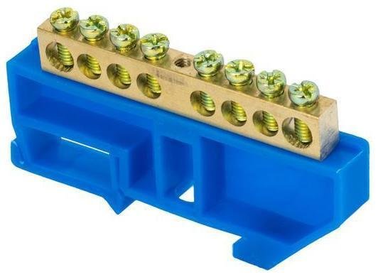 EKF sn0-63-08-d Шина нулевая N 6х9 8 отвер. латунь син. изолятор на DIN-рейку PROxima