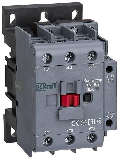 DEKraft 22008DEK Контактор КМ-102 3п 65А кат. 230В AC 1НО+1НЗ AC-3 AC-4
