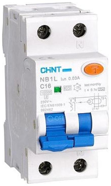 CHINT 203107 Выключатель автоматический дифференциального тока 1п+N C 16А 30мА тип AC 10кА NB1L (36мм) (R)