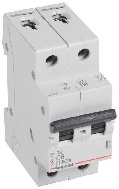 Legrand 419694 Выключатель автоматический модульный 2п C 6А 4.5кА RX3 ИЭК Leg