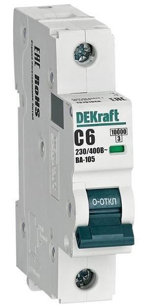 DEKraft 13151DEK Выключатель автоматический модульный 1п C 6А 10кА ВА-105