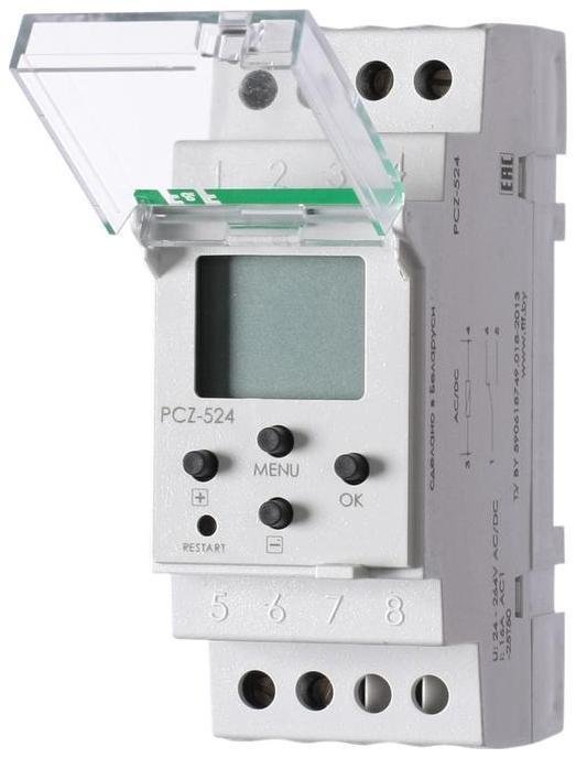 Евроавтоматика F&F EA02.002.004 Реле времени астрономическое PCZ-524 24-264В AC/DC 16А 1 переключ. контакт IP20 1 канал F&F