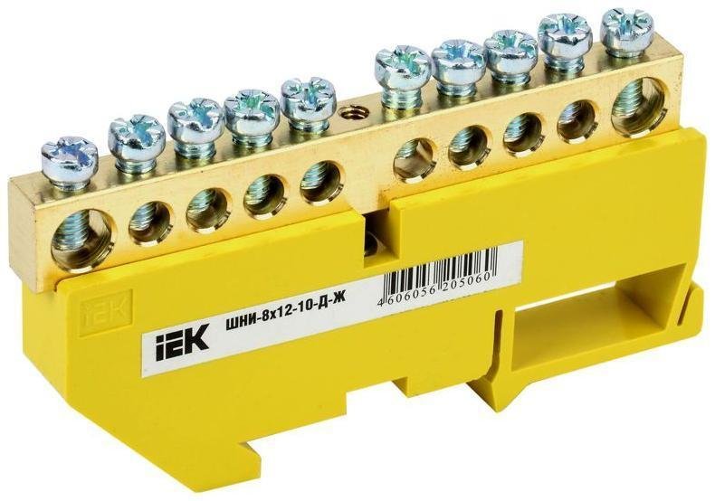 IEK YNN10-812-10D-K05 Шина PE "земля" на DIN-изол. ШНИ-8х12-10-Д-Ж
