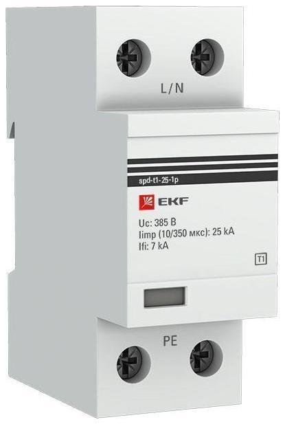 EKF spd-t1-25-1p Устройство защиты от импульсных перенапряжений УЗИП Тип 1 Iimp 25кА (10/350мкс) 1P