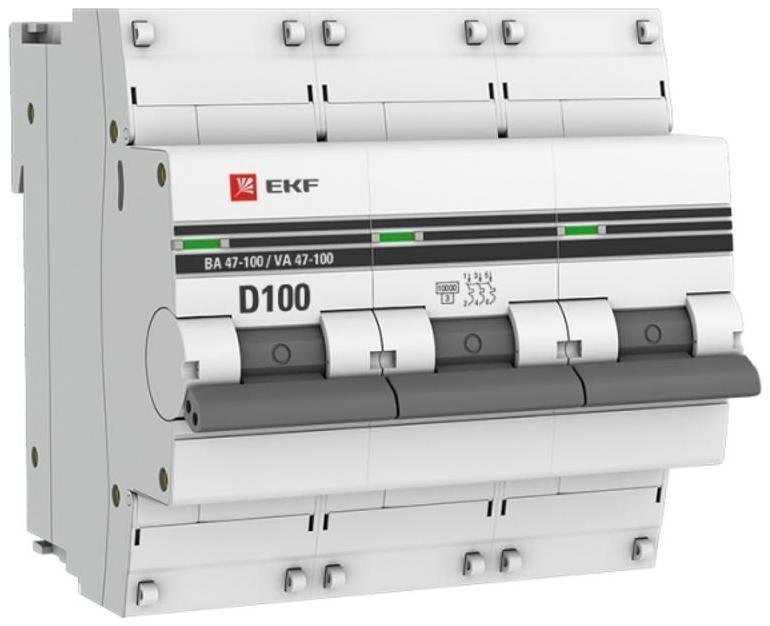EKF mcb47100-3-100D-pro Выключатель автоматический модульный 3п D 100А 10кА ВА 47-100 PROxima