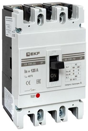 EKF mccb99-250-125m Выключатель автоматический 3п 250/125А 35кА ВА-99М PROxima
