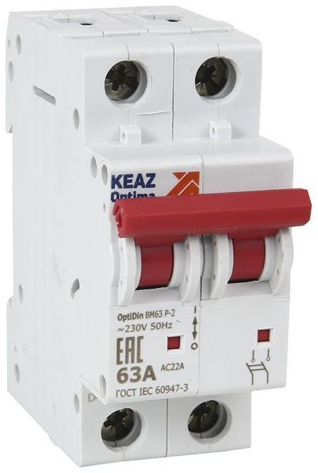 КЭАЗ 103894 Выключатель нагрузки модульный 2п 63А OptiDin BM63Р УХЛ3