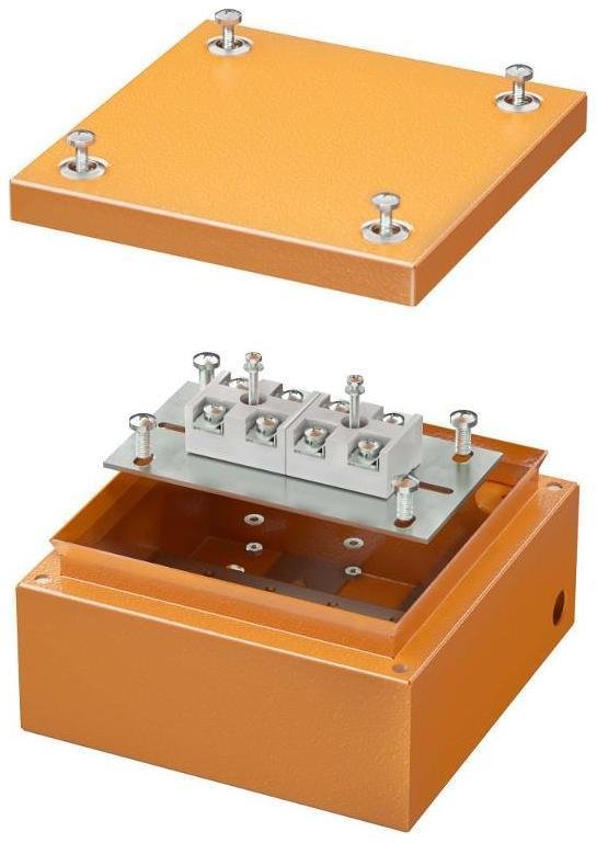 DKC FSK30410 Коробка ответвительная FS 150х150х80мм 4р 450В 20А 10кв.мм нерж. контакт с гладкими стенками и клеммн. IP66 сталь