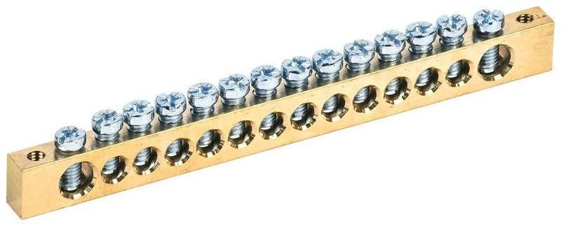 IEK YNN21-14-100 Шина PEN "земля-ноль" 8х12мм 14/2 (14групп/крепеж по краям)