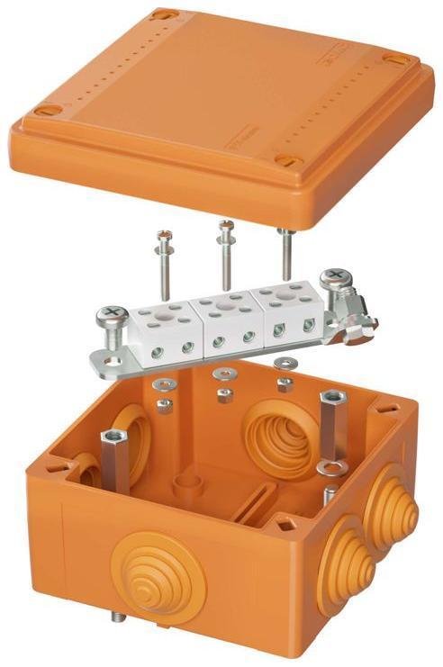 DKC FSB11604 Коробка ответвительная FS 100х100х50мм IP56 6п 450В 6А 4кв.мм с кабельными вводами и клеммниками пластик