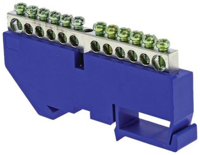 EKF sn1-63-12-d Шина нулевая N 6х9 12 отверст. цинк син. изолятор на DIN-рейку PROxima