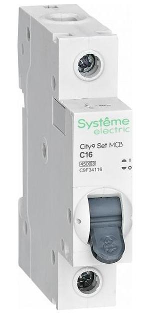 Systeme Electric C9F34116 Выключатель автоматический модульный 1п C 16А 4.5кА City9 Set 230В SE