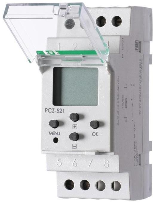 Евроавтоматика F&F EA02.002.001 Реле времени PCZ-521 16А 24-264В AC/DC 1 перекл. IP20 1 канал-125 пар включ./выключ. суточн./недел. циклы монтаж на DIN-рейке F&F