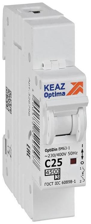 КЭАЗ 326796 Выключатель автоматический модульный 1п C 25А 4.5кА OptiDin BM63-1C25-4.5-УХЛ3