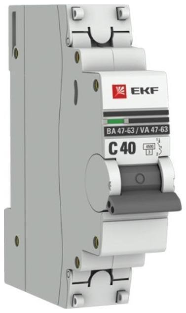 EKF mcb4763-1-40C-pro Выключатель автоматический модульный 1п C 40А 4.5кА ВА 47-63 PROxima