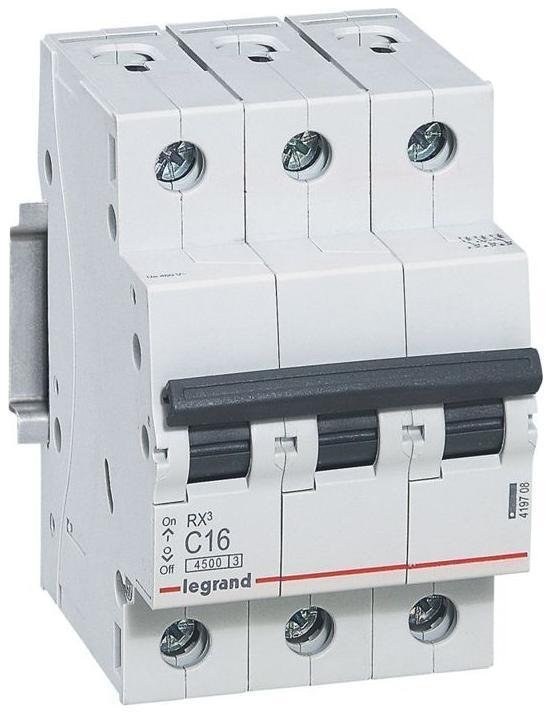 Legrand 419708 Выключатель автоматический модульный 3п C 16А 4.5кА RX3 ИЭК Leg