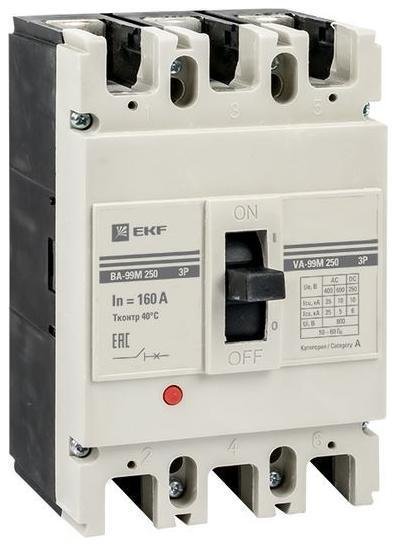 EKF mccb99-250-160m Выключатель автоматический 3п 250/160А 35кА ВА-99М PROxima