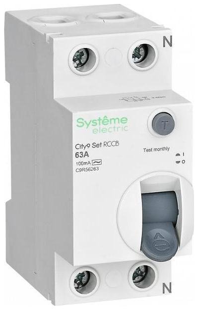 Systeme Electric C9R56263 Выключатель дифференциального тока (УЗО) 2п 63А 100мА тип AC City9 Set 230В SE