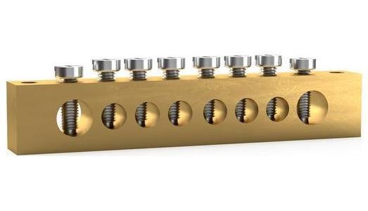 TOKOV electric TKE-BSB-812-8-N/PEN Шина PEN "земля-ноль" 8х12мм 8 отвер. латунь