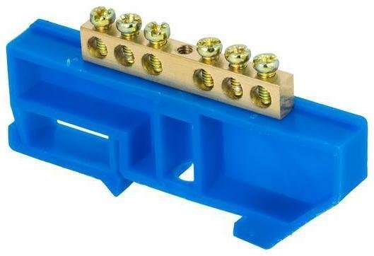 EKF sn0-63-06-d-r Шина нулевая N 6х9 6 отверстий синий изолятор на DIN-рейку латунь розн. стикер PROxima