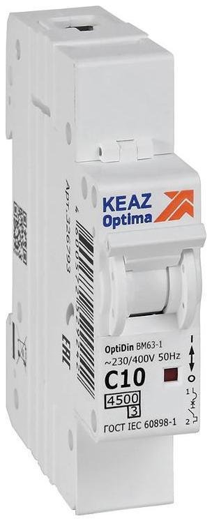 КЭАЗ 326793 Выключатель автоматический модульный 1п C 10А 4.5кА OptiDin BM63-1C10-4.5-УХЛ3