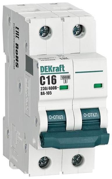DEKraft 13165DEK Выключатель автоматический модульный 2п C 16А 10кА ВА-105