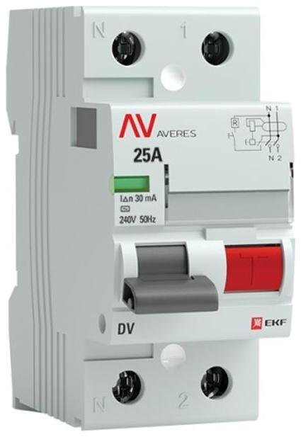 EKF rccb-2-25-30-ac-av Выключатель дифференциального тока (УЗО) 2п 25А 30мА тип AC DV AVERES