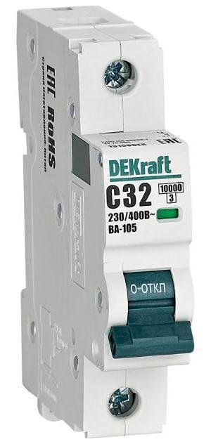 DEKraft 13156DEK Выключатель автоматический модульный 1п C 32А 10кА ВА-105
