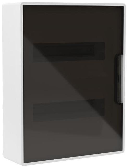 DKC F24W1WD Щиток настенный 24мод. FRAME с тонированной дверцей с шин. PEN 2шт 8 отв. + 2шт 6 отв. бел