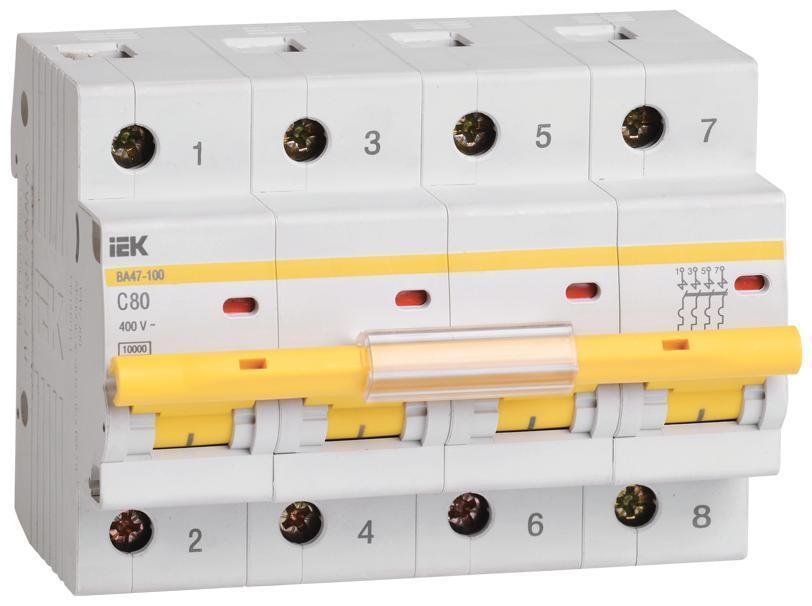 IEK MVA40-4-100-C Выключатель автоматический модульный 4п C 100А 10кА ВА47-100 KARAT