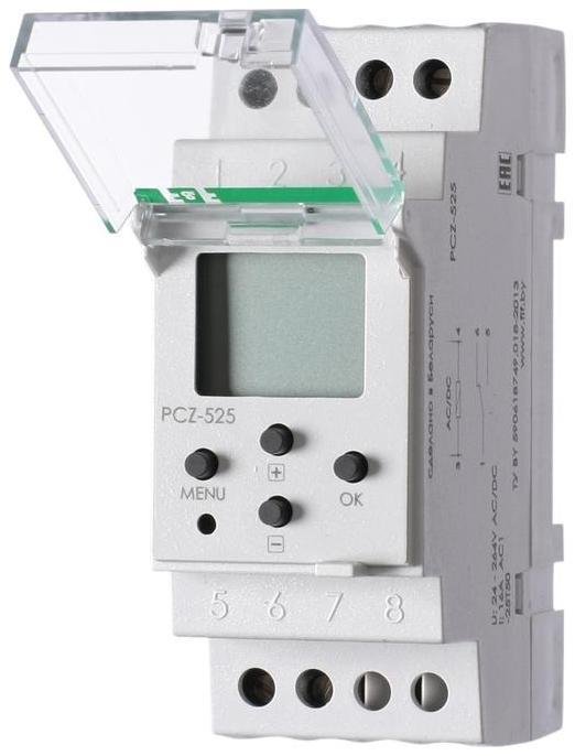 Евроавтоматика F&F EA02.002.005 Реле времени астрономическое PCZ-525 24-264В AC/DC 16А 1 переключ. контакт IP20 1 канал монтаж на DIN-рейке F&F