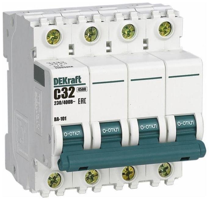 DEKraft 11093DEK Выключатель автоматический модульный 4п C 32А 4.5кА ВА-101