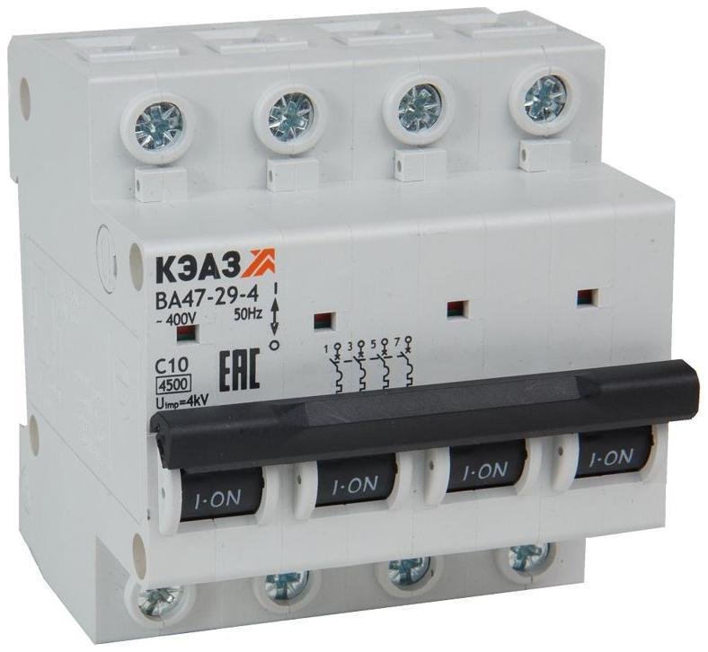 КЭАЗ 318337 Выключатель автоматический модульный 4п C 3А 4.5кА ВА47-29-4C3-УХЛ3