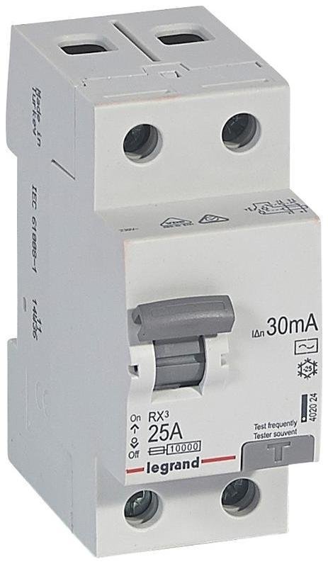 Legrand 402024 Выключатель дифференциального тока (УЗО) 2п 25А 30мА тип AC RX3 ИЭК Leg