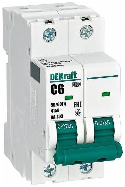 DEKraft 12285DEK Выключатель автоматический модульный 2п C 6А 6кА ВА-103