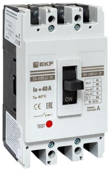EKF mccb99-63-40m Выключатель автоматический 3п 63/40А 25кА ВА-99М PROxima