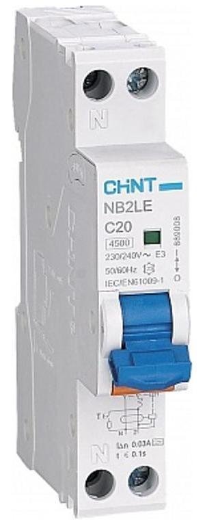 CHINT 689002 Выключатель автоматический дифференциального тока 1п+N C 16А 30мА 1мод. электрон. тип AC 6кА NB2LE (R)