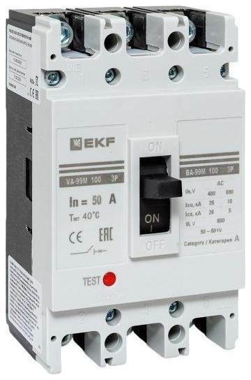 EKF mccb99-100-50m Выключатель автоматический 3п 100/50А 35кА ВА-99М PROxima